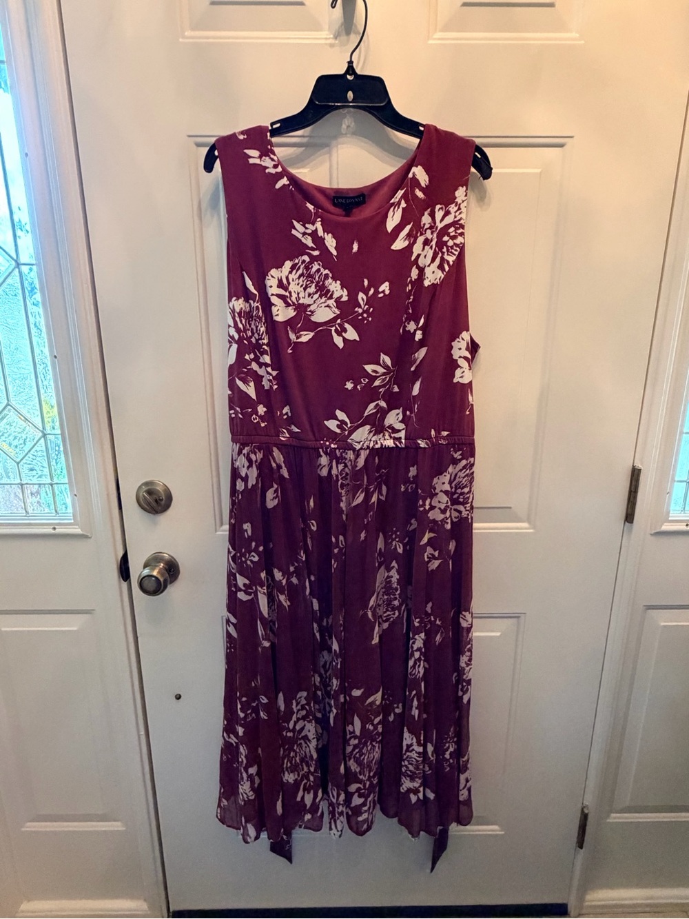 Lane Bryant Burgundy Sleeveless Floral Midi Dress